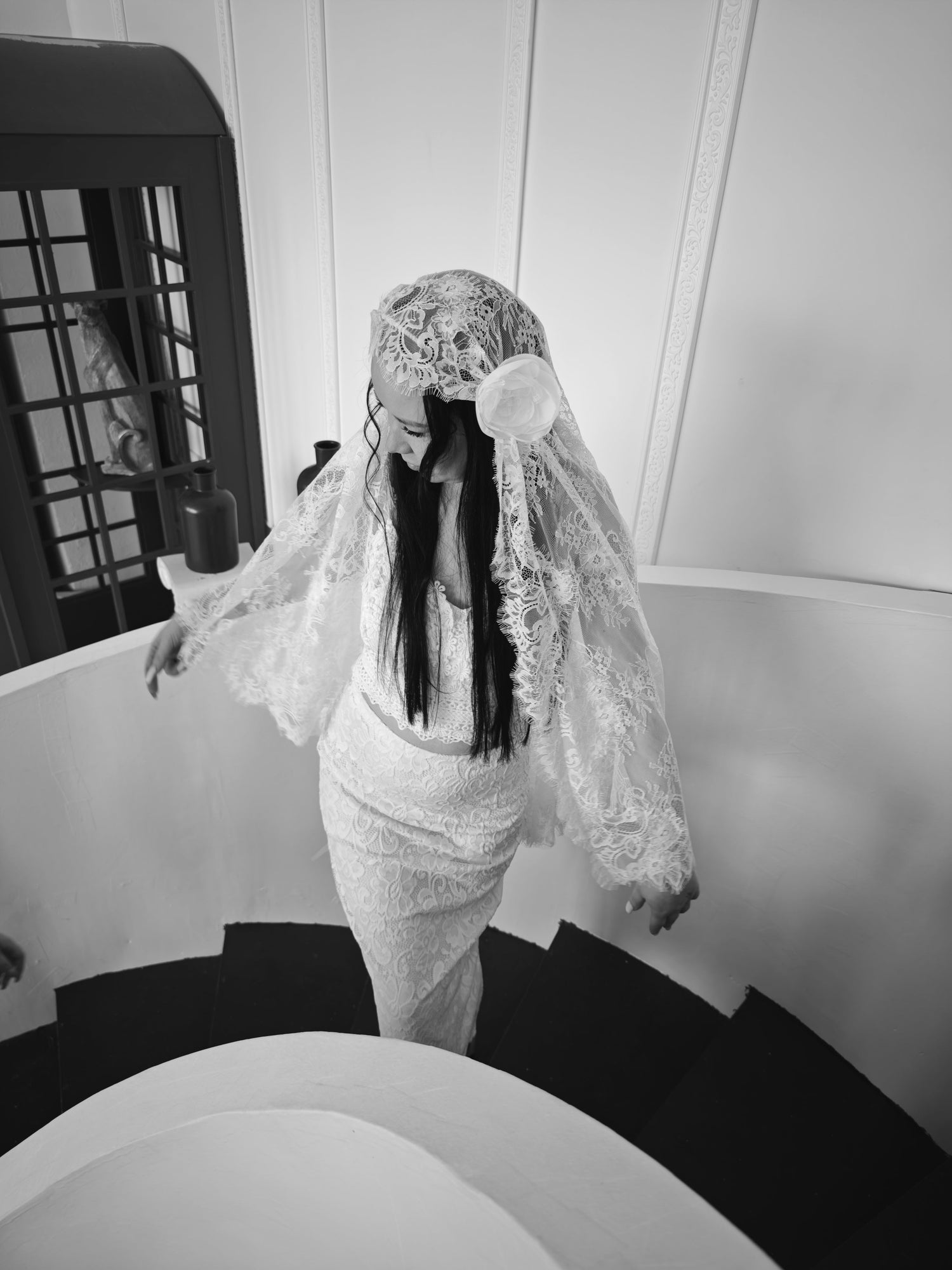Vintage Juliet cap veil , couture retro bridal headpiece
