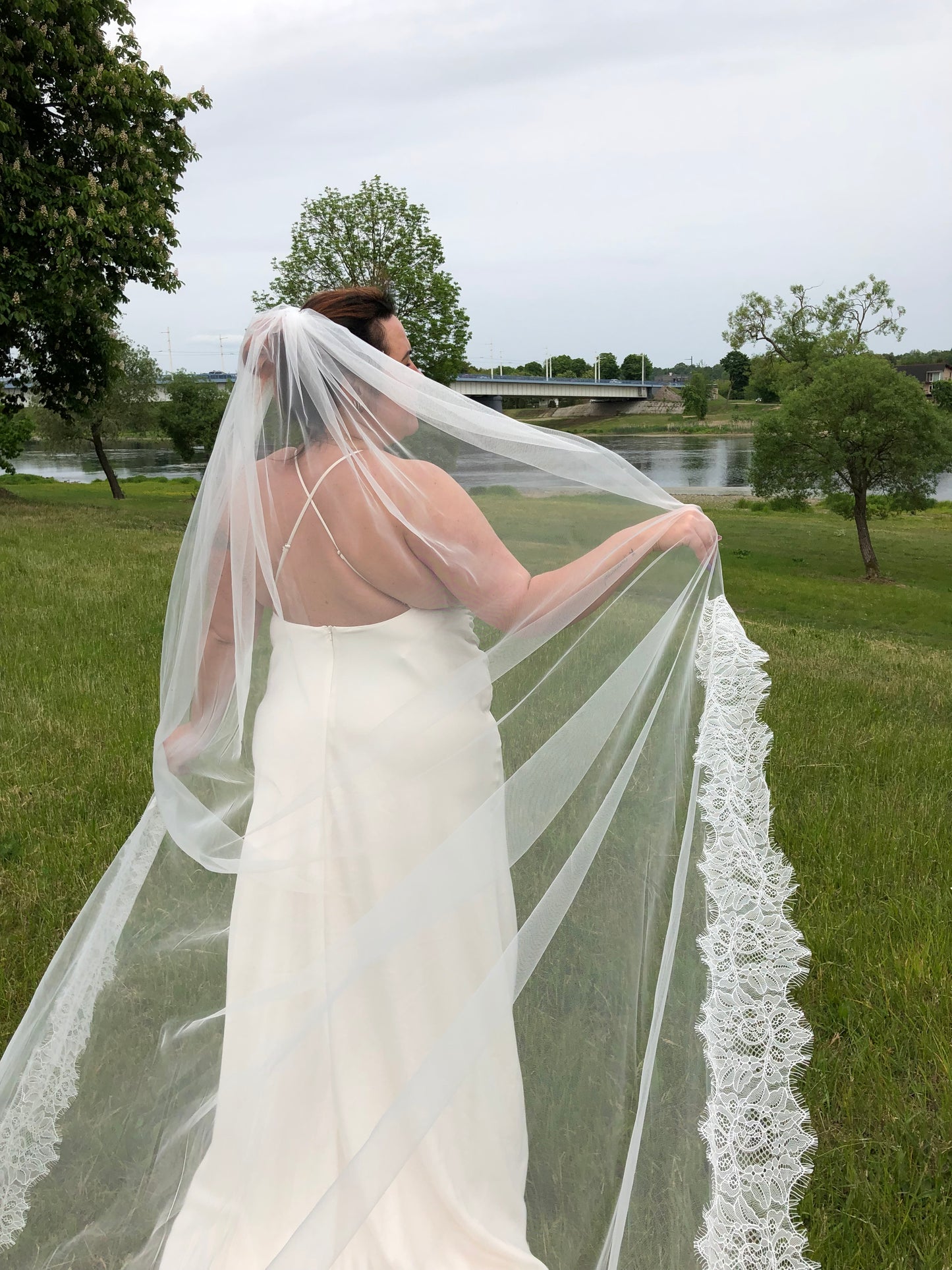 Cathedral Length Chantilly Lace Veil Single Tier