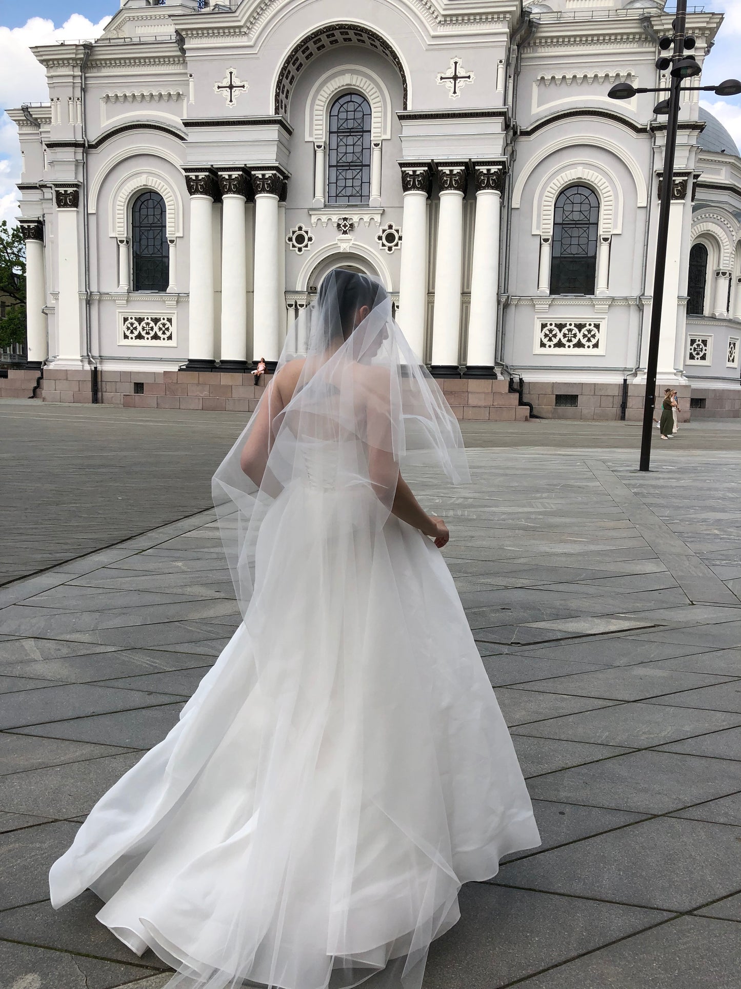 Simple Wedding Veil with Blusher - Minimalist Elegance