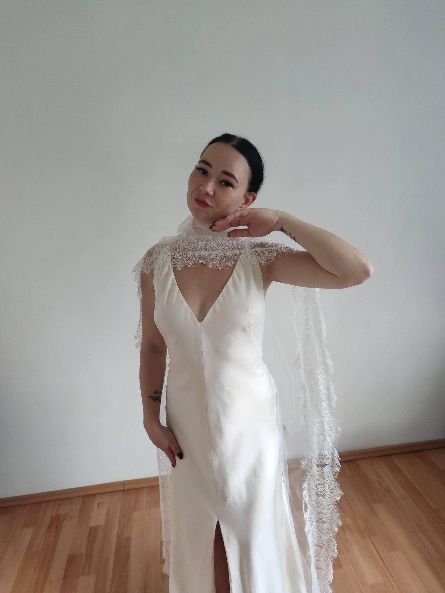 Chantilly Lace Bridal Scarf- Handmade Wedding Accessory