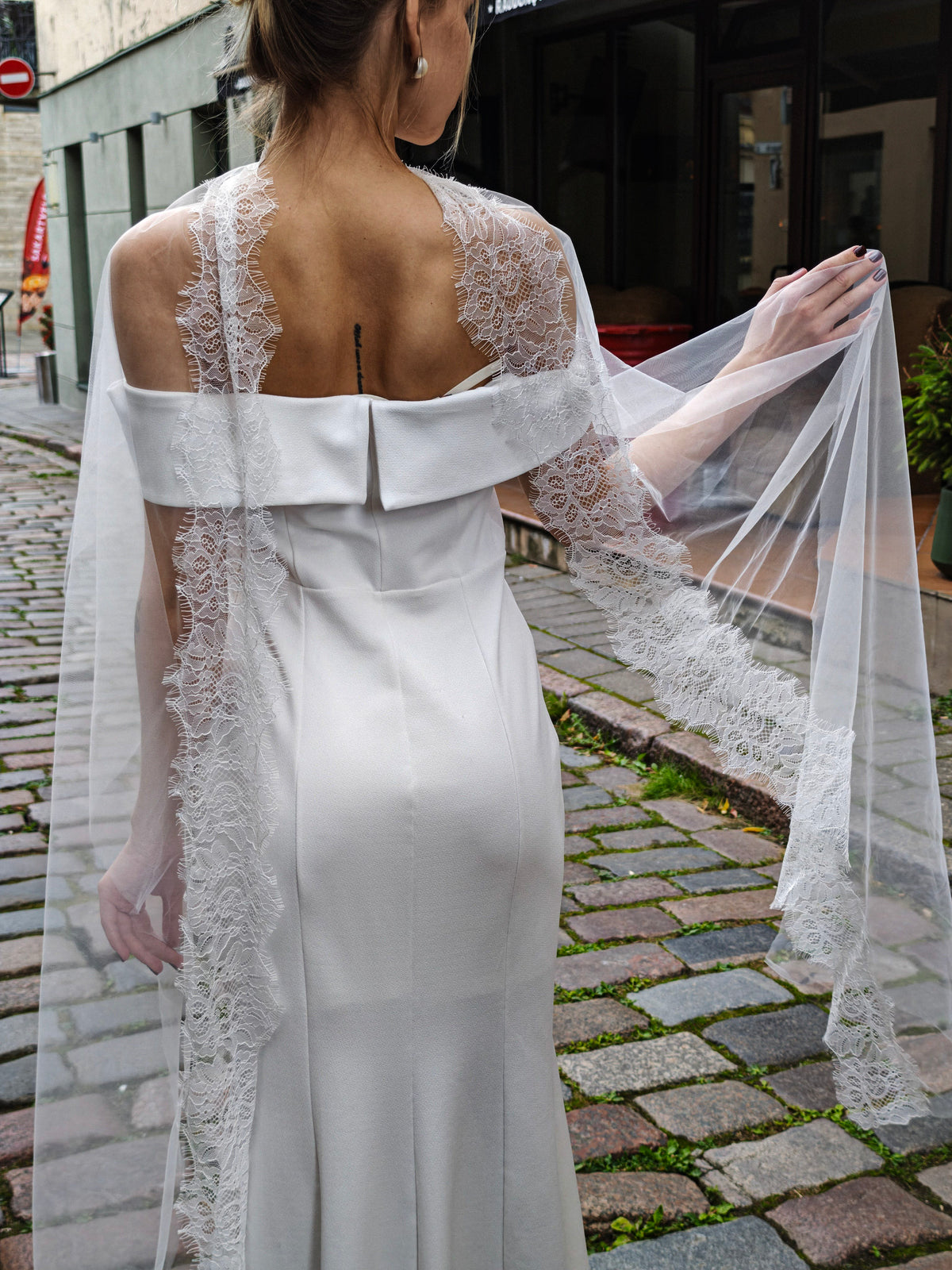 Chantilly Lace Bridal Scarf- Handmade Wedding Accessory