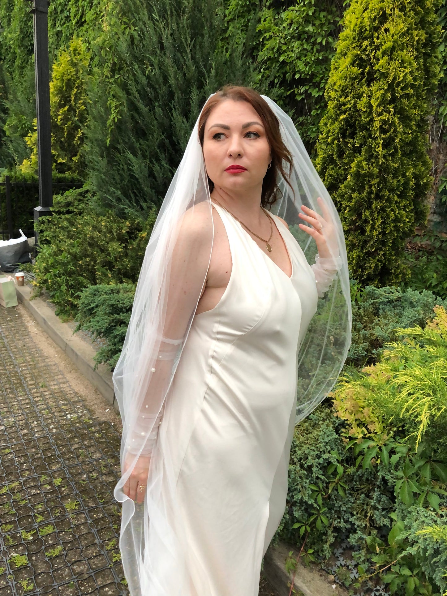 Pencil Edge Wedding Veil – Single Tier, Handmade with Metal Comb