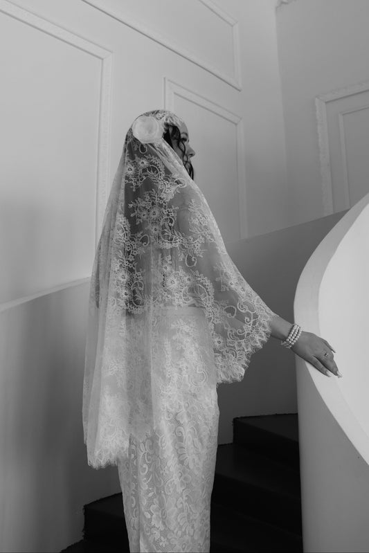 Lace Juliet Cap Wedding Veil, 1920s Gatsby Bridal Headpiece