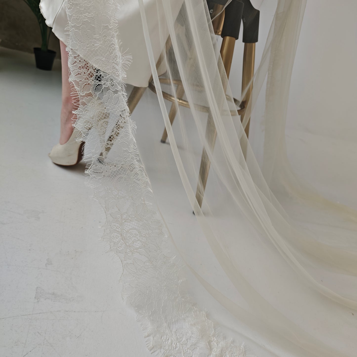 Cathedral Length Chantilly Lace Veil Single Tier