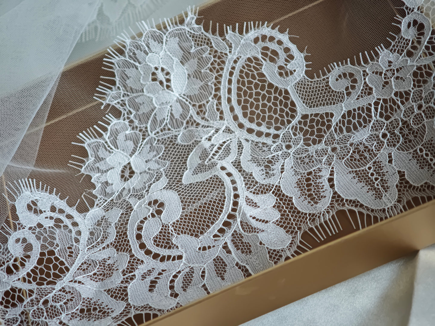 Bridal Veil Lace & Tulle Sample Kit – Chantilly Lace Wedding Veil Fabric Samples