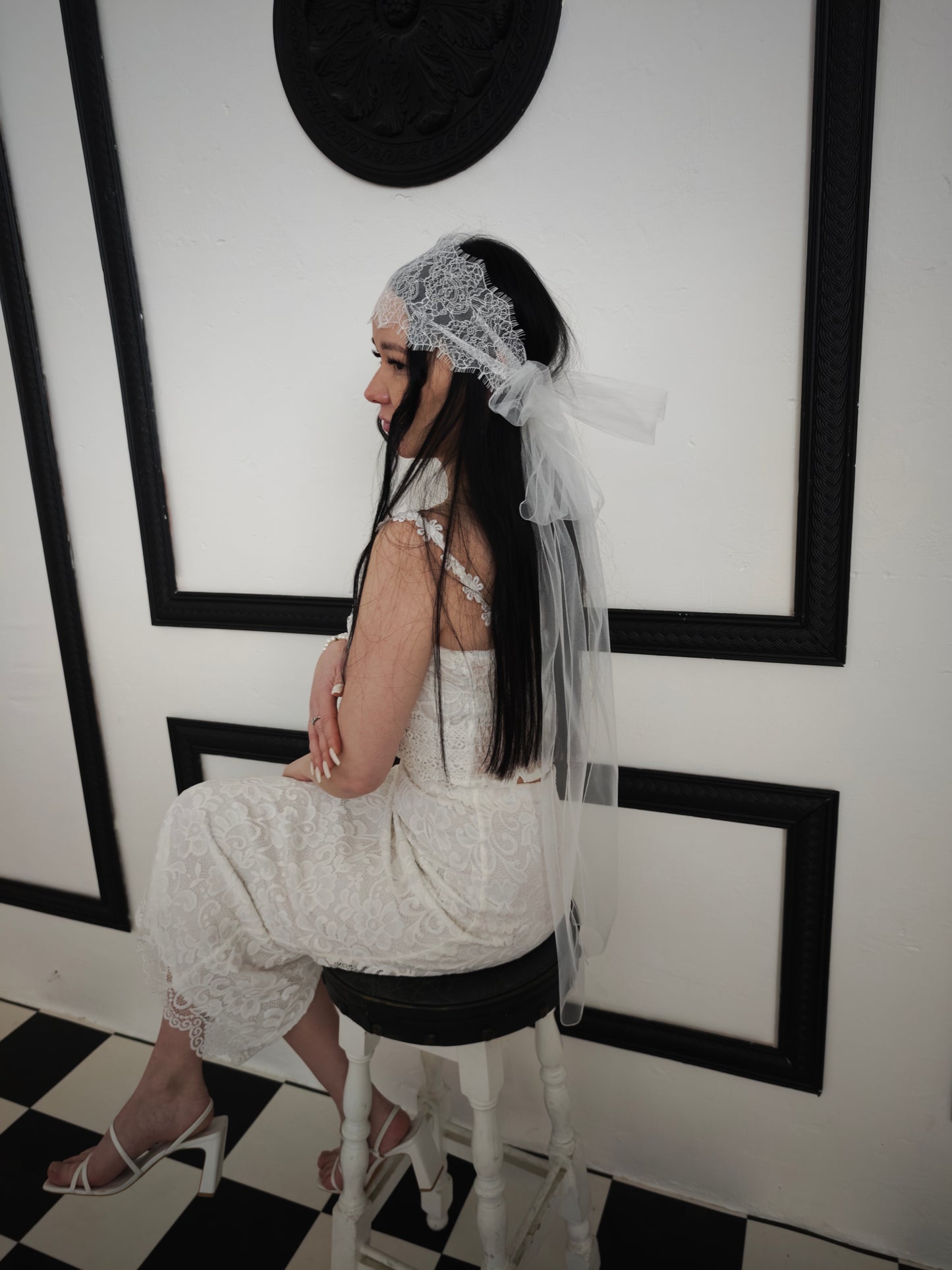 Vintage Lace Juliet Cap Veil , 1920s Inspired Bridal Headpiece