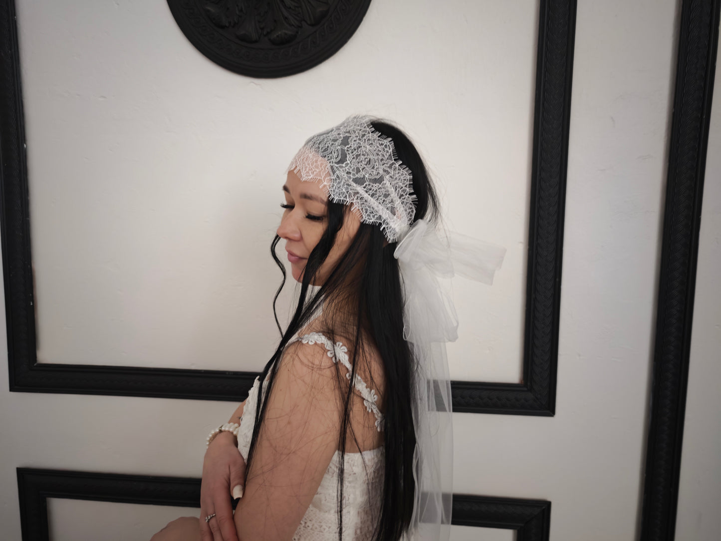 Vintage Lace Juliet Cap Veil , 1920s Inspired Bridal Headpiece